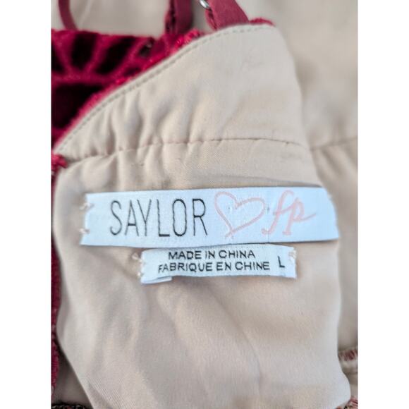 NWT Free People Saylor Red Velvet Mini Dress Sz L – Holiday Party Cocktail Chic - Picture 4 of 6